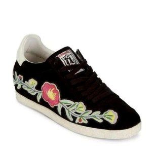 ASH Gull Black Floral Embroidery Sneakers Shoes Size 40